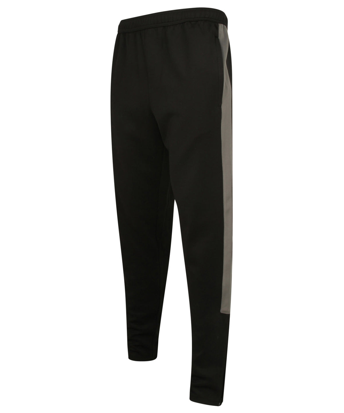 Finden & Hales Knitted tracksuit pants in Black/Gunmetal Grey, front view