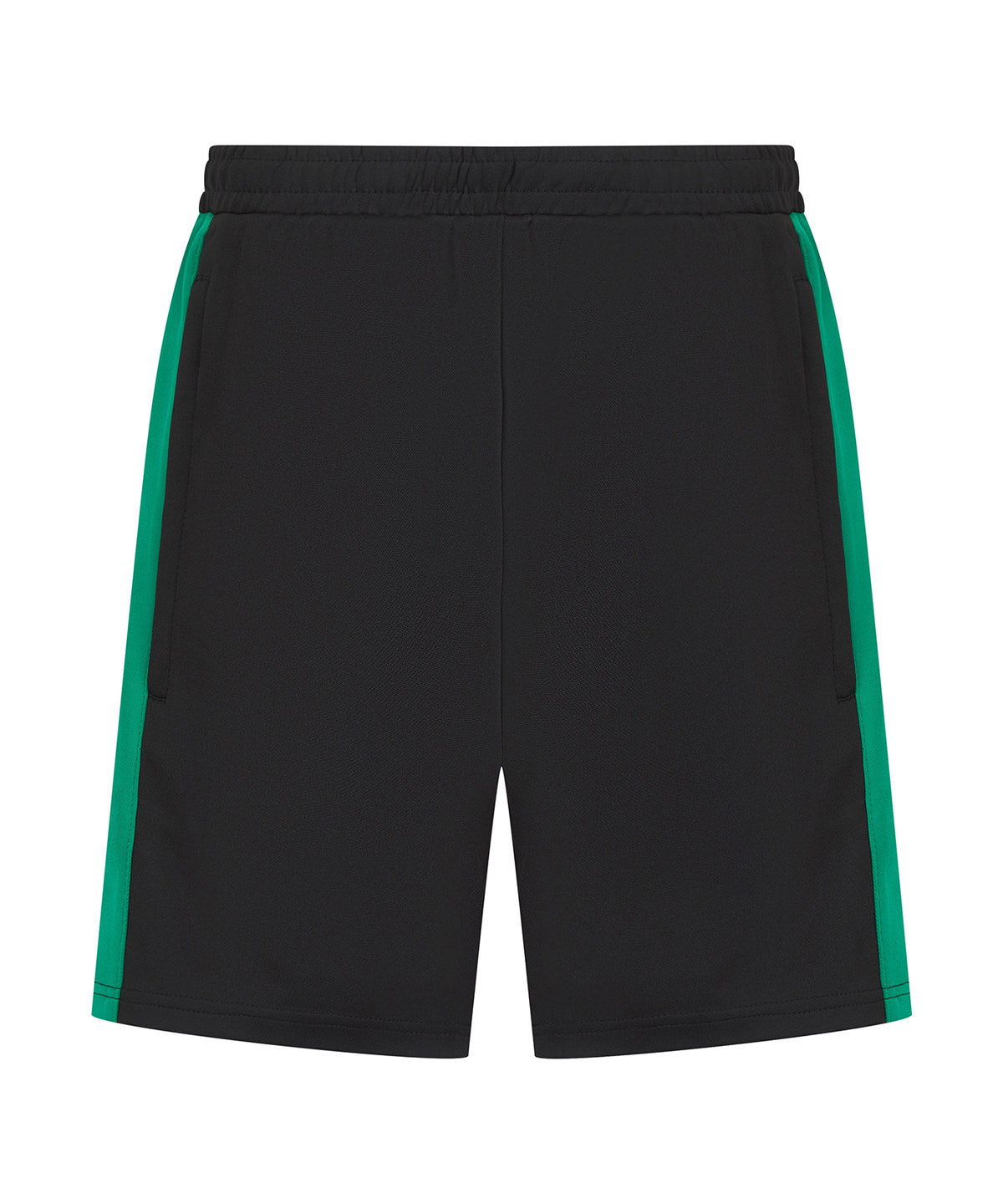 Finden & Hales Knitted shorts with zip pockets in Black/Emerald, front view