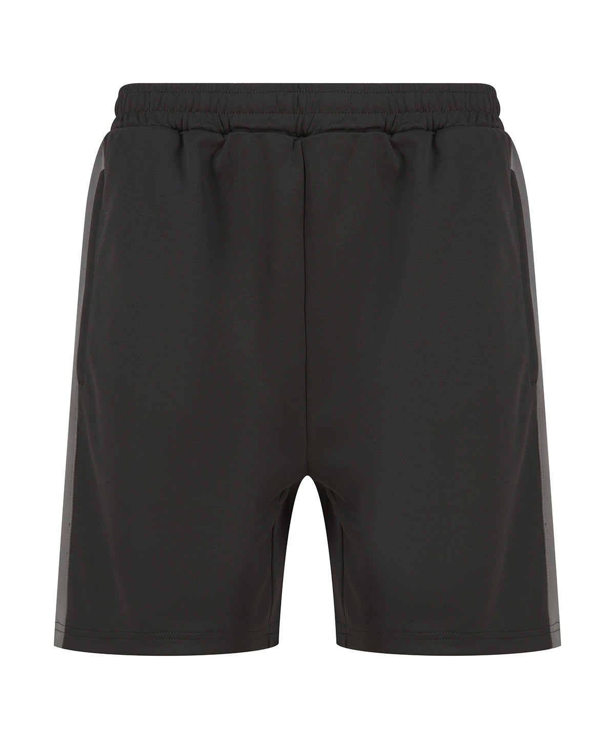 Finden & Hales Knitted shorts with zip pockets in Black/Gunmetal, front view