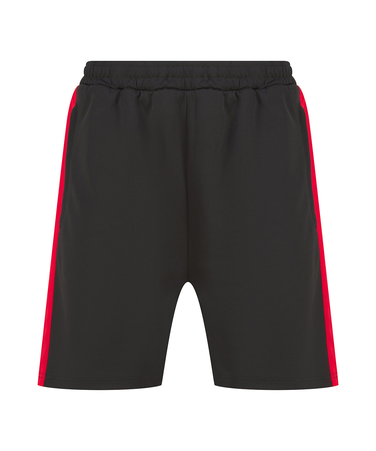 Finden & Hales Knitted shorts with zip pockets in Black/Red, front view