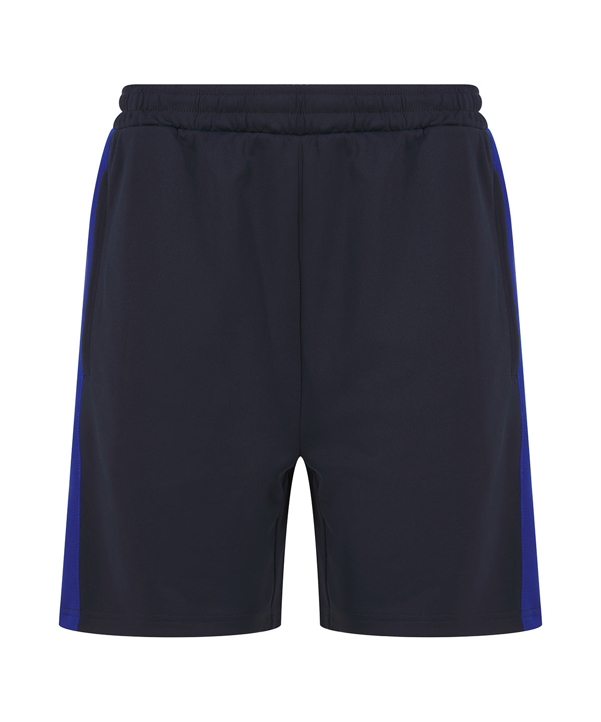 Finden & Hales Knitted shorts with zip pockets in Navy/Royal, front view