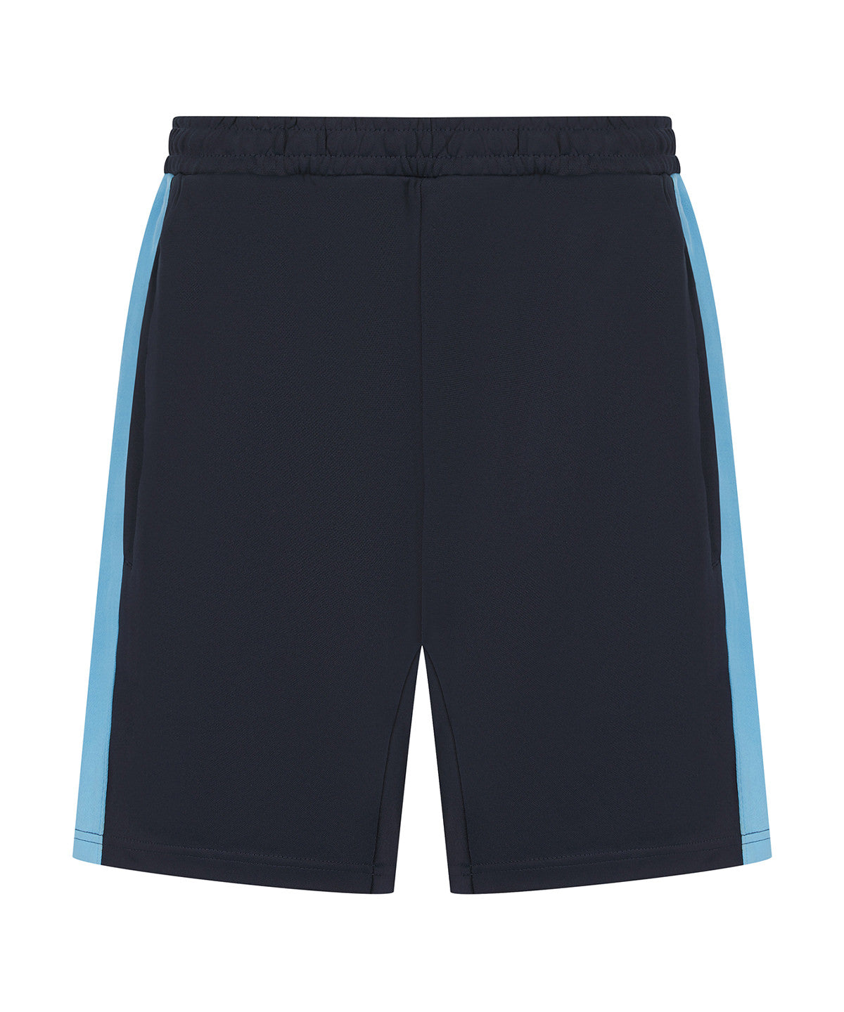 Finden & Hales Knitted shorts with zip pockets in Navy/Sky, front view