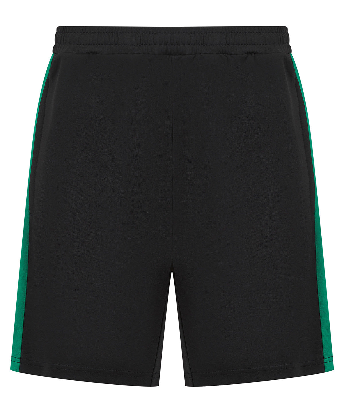 Finden & Hales Kids knitted shorts with zip pockets in Black/Emerald, front view