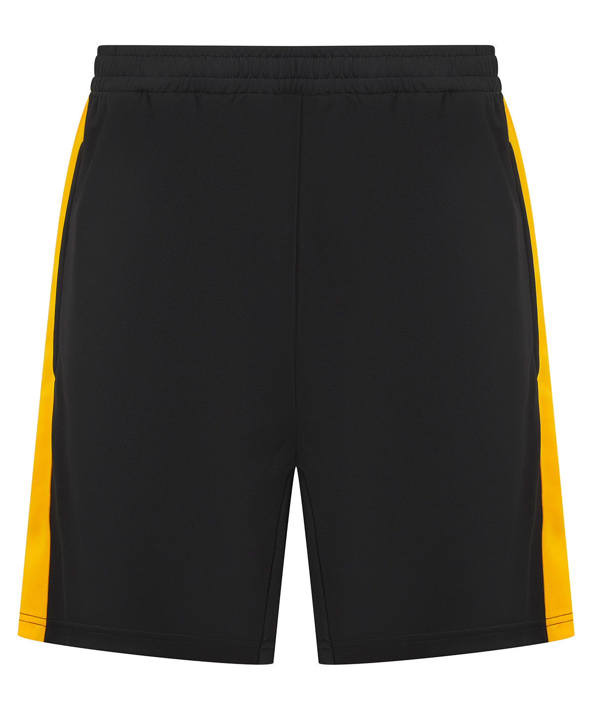 Finden & Hales Kids knitted shorts with zip pockets in Black/Gold, front view