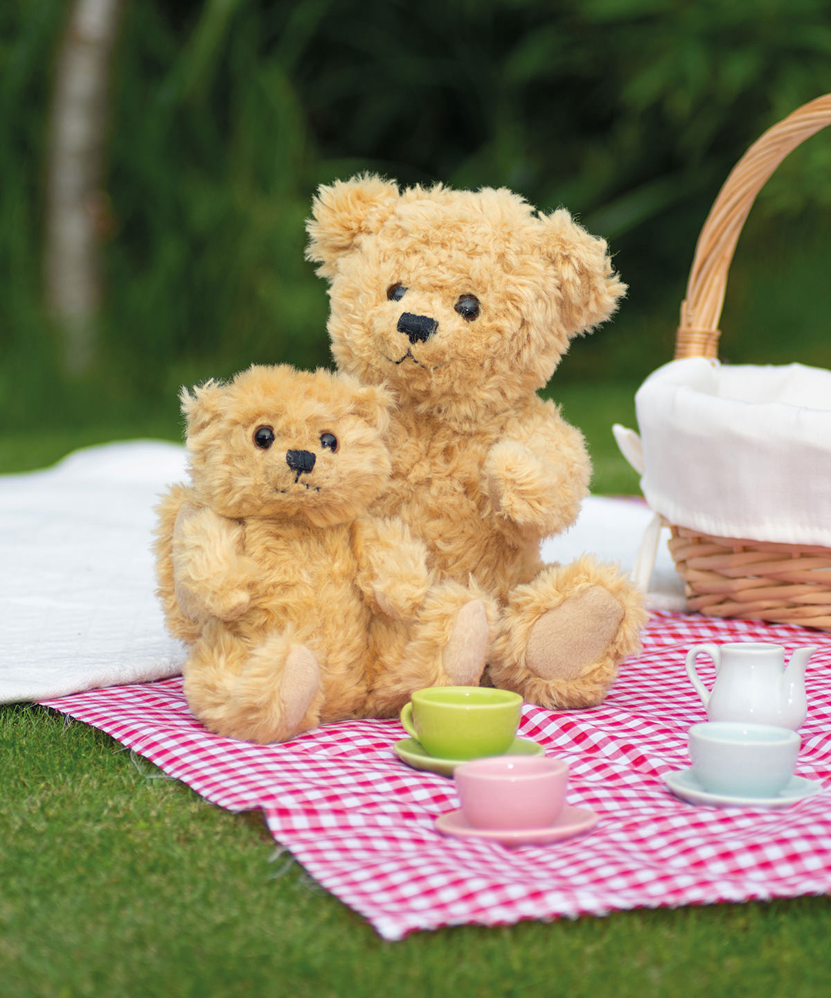 Mumbles Classic jointed teddy bear in Mid Brown, lifestyle photo