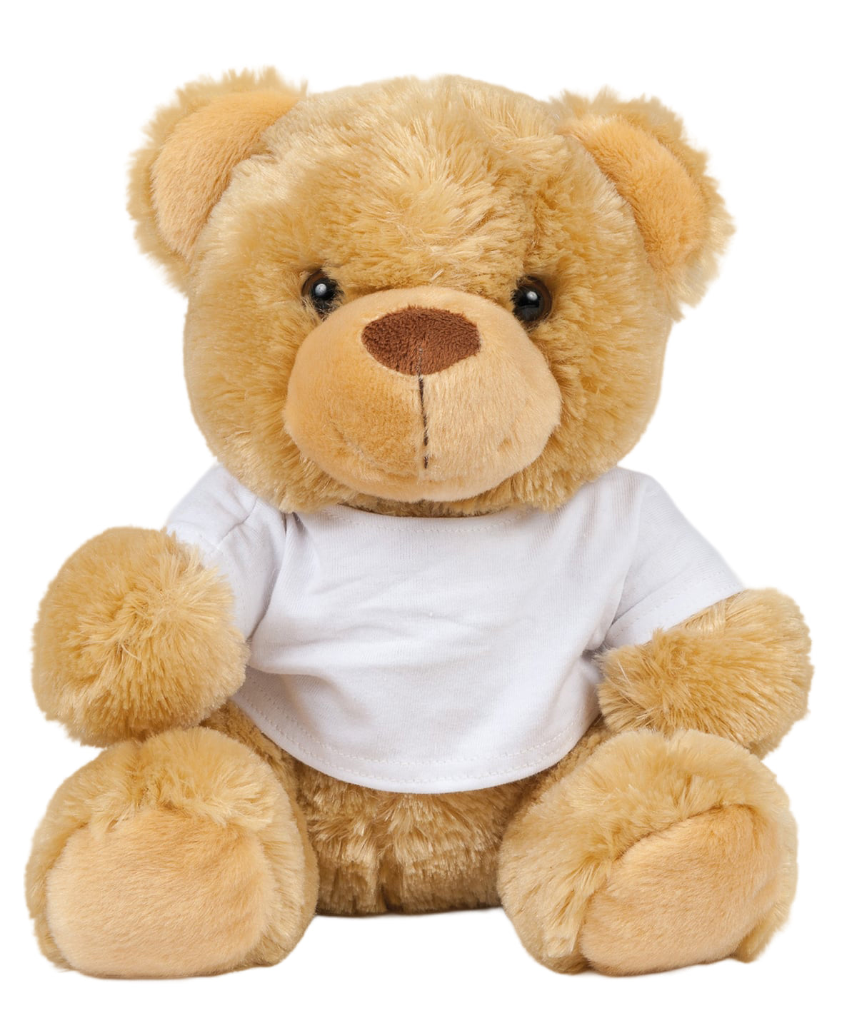 Mumbles Bear in a t-shirt in Brown, front view