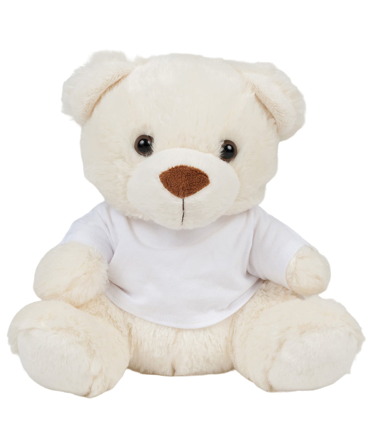 Mumbles Bear in a t-shirt in Cream, front view
