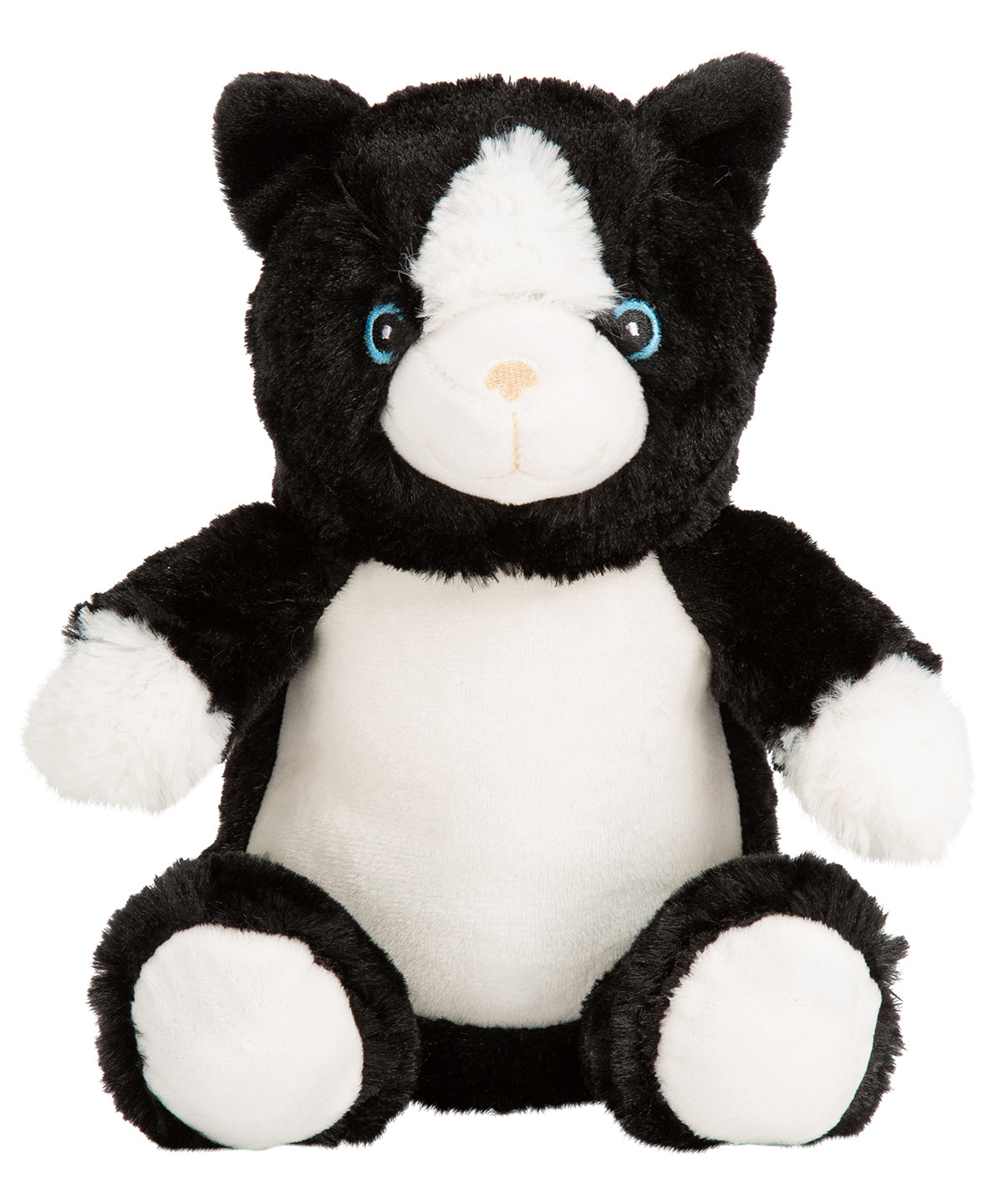 Mumbles Printme mini teddy in Cat Black/White, front view
