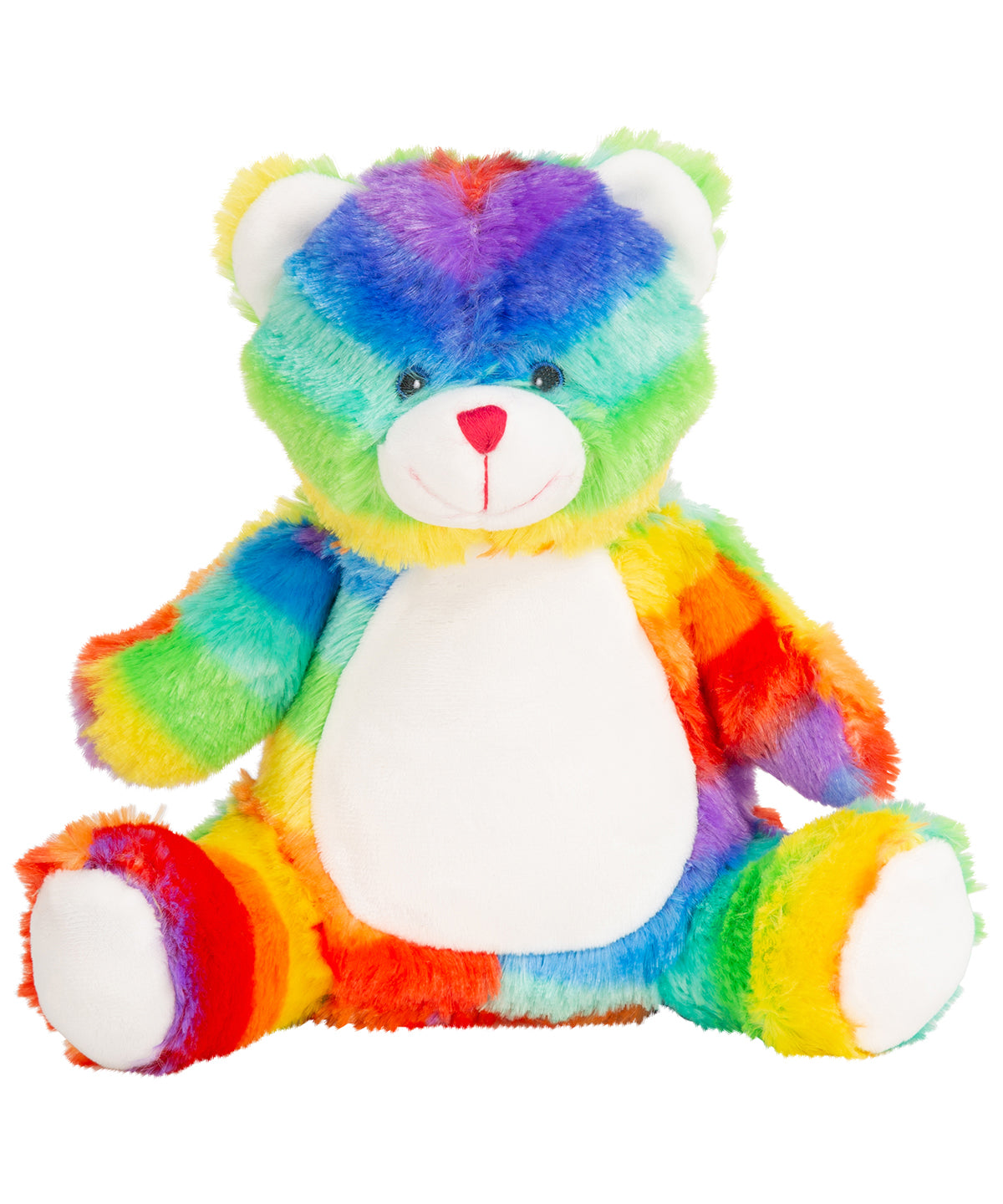 Mumbles Printme mini teddy in Rainbow Bear Multi, front view