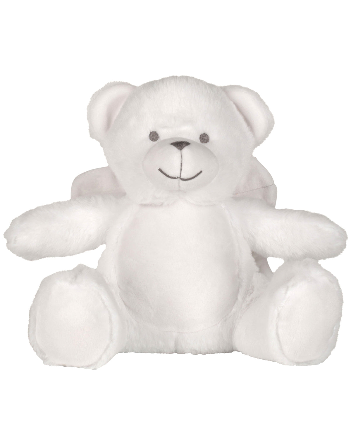 Mumbles Printme mini teddy in White Angel Bear, front view