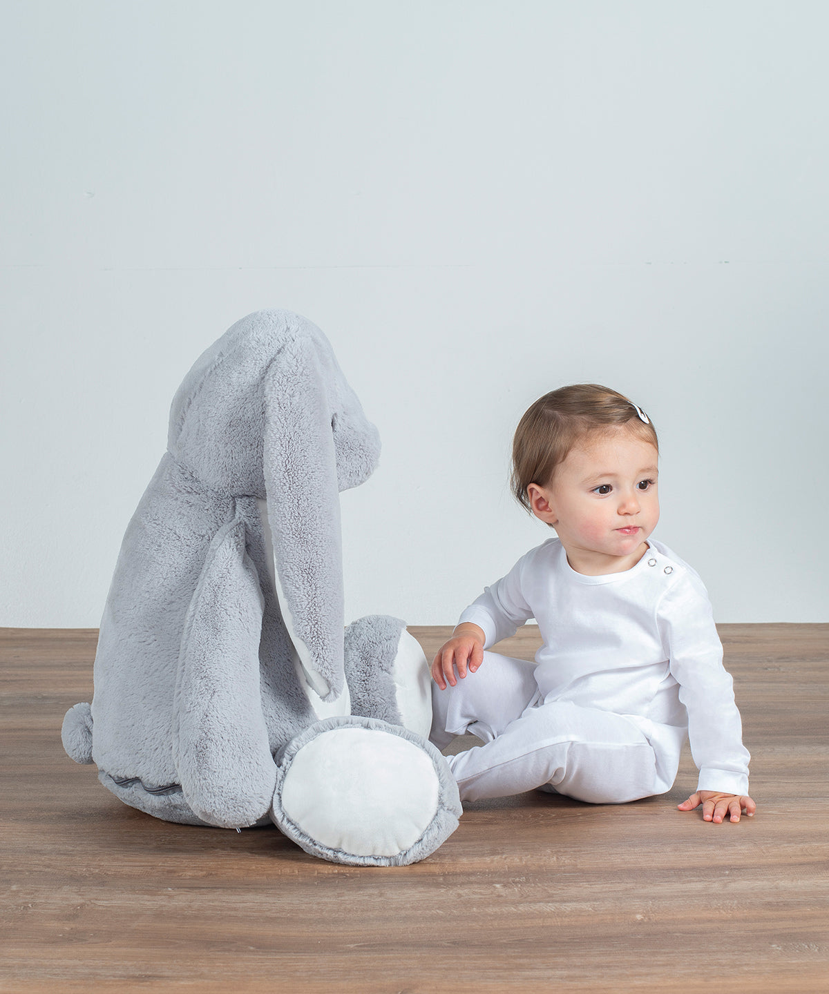 Mumbles Giant zippie bunny in Grey, lifestyle photo