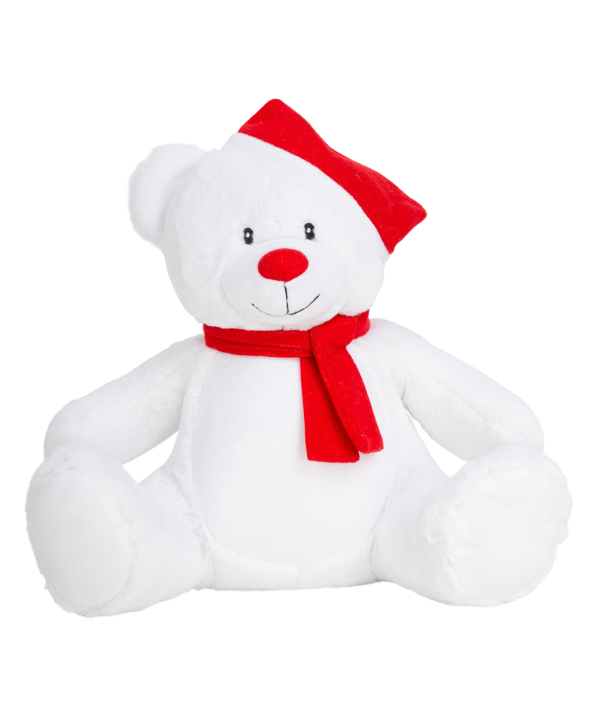 Mumbles Zippie Christmas bear in White, front view