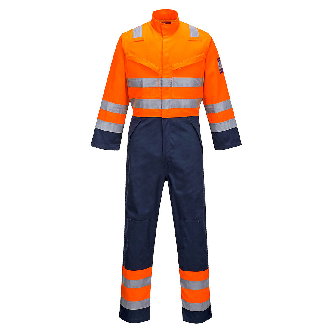 Portwest Modaflame Work HVO Multi-Norm Contrast Coverall in Orange/Navy, main product image