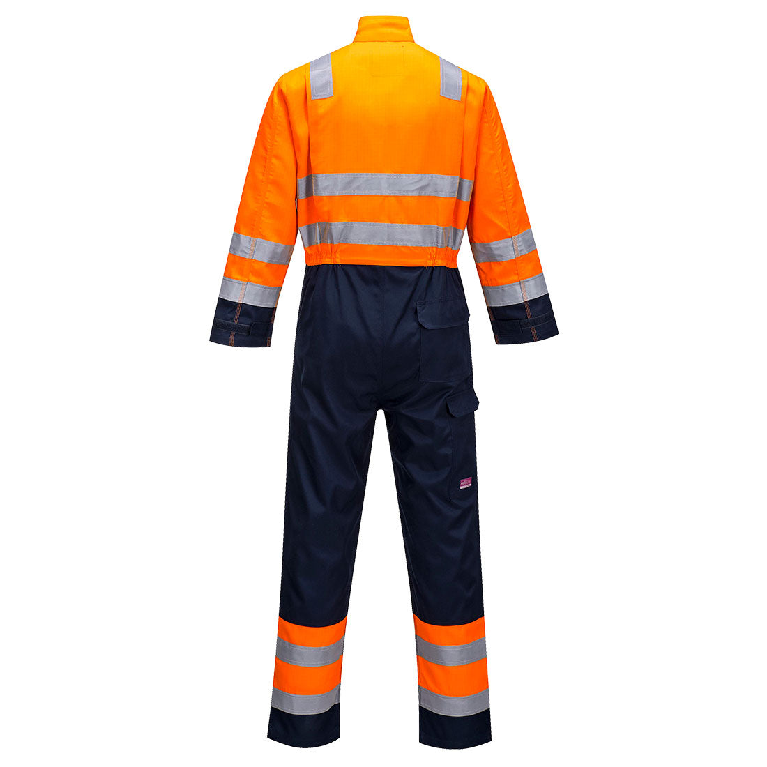 Portwest MV29 Modaflame Work HVO Multi-Norm Contrast Coverall in Orange/Navy, back view