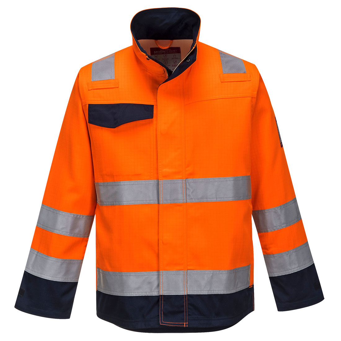 Portwest Modaflame Work HVO Multi-Norm Contrast FR Jacket in Orange/Navy, main product image