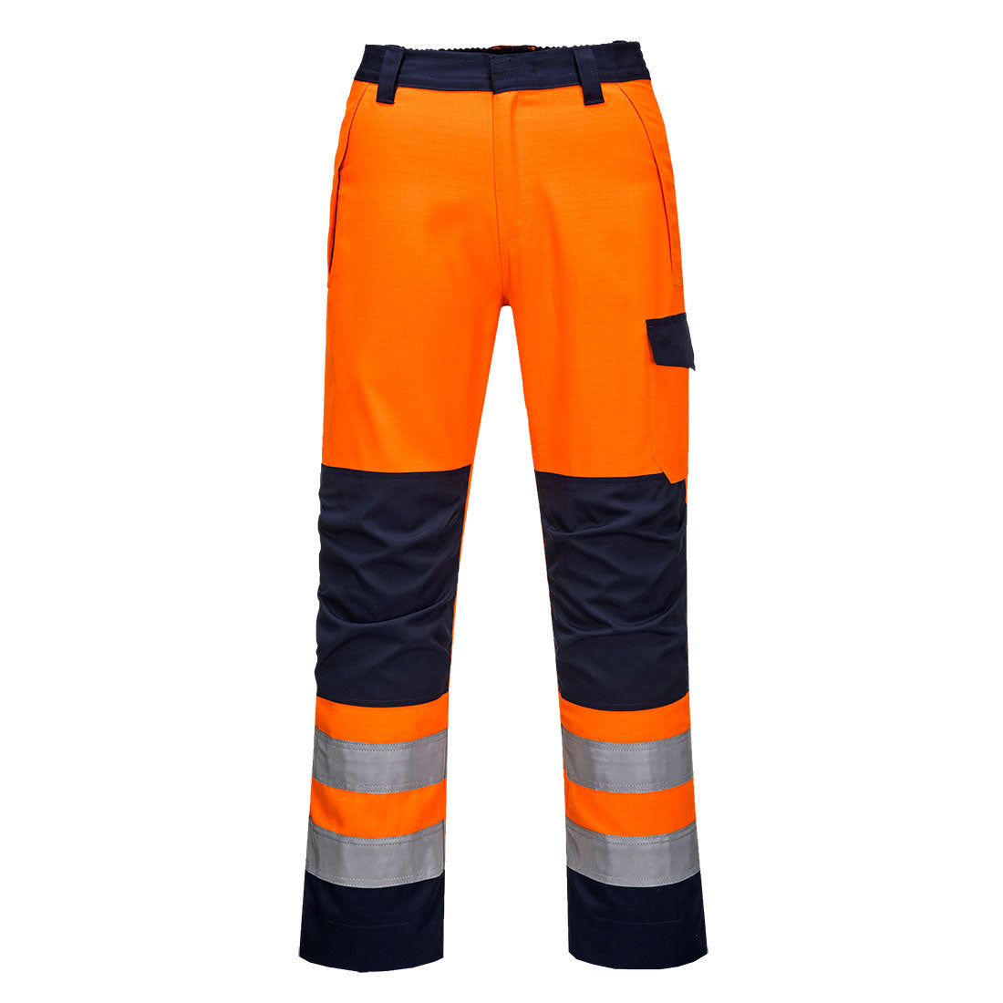 Portwest Modaflame Work HVO Multi-Norm Contrast Trousers in Orange/Navy, main product image