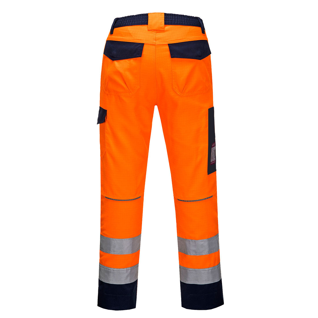 Portwest MV36 Modaflame Work HVO Multi-Norm Contrast Trousers in Orange/Navy, back view