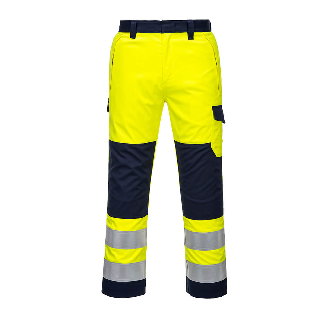 Portwest Modaflame Work Hi-Vis Multi-Norm Contrast FR Trousers in Yellow/Navy, main product image