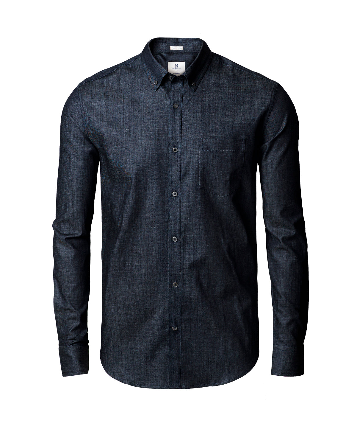 Nimbus Torrance modern fit – raw and stylish denim shirt in Indigo Blue, front view