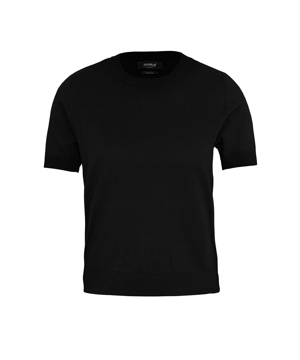 Nimbus Women’s Brighton short sleeve tee – elegant knitted tee in Black, front view