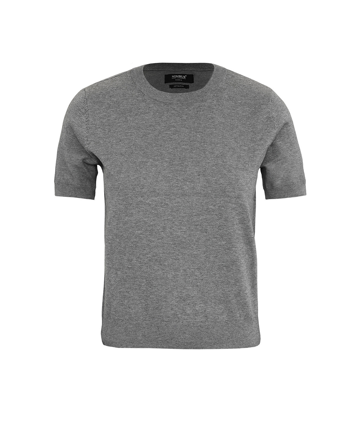 Nimbus Women’s Brighton short sleeve tee – elegant knitted tee in Grey Melange, front view