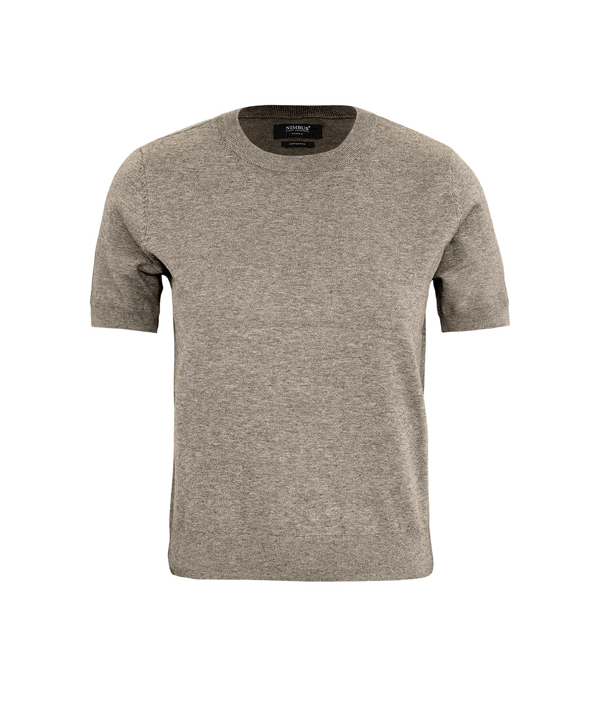 Nimbus Women’s Brighton short sleeve tee – elegant knitted tee in Sand Melange, front view