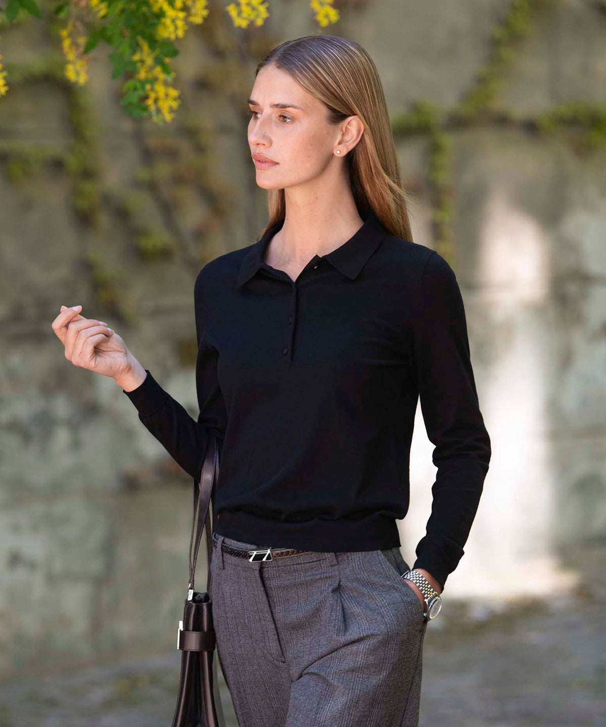 Nimbus Women’s Brighton long sleeve polo – elegant knitted polo, lifestyle photo