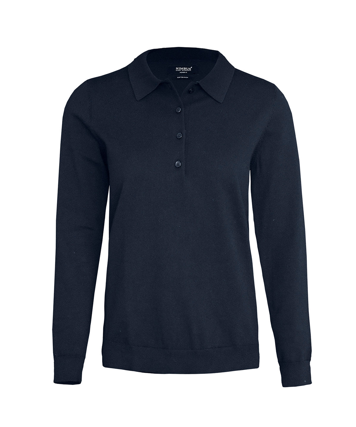 Nimbus Women’s Brighton long sleeve polo – elegant knitted polo in Navy, front view
