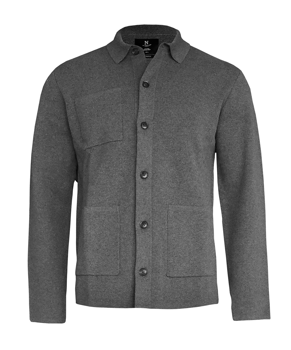 Nimbus Wilton – refined Milano knit overshirt in Dark Grey Melange, front view