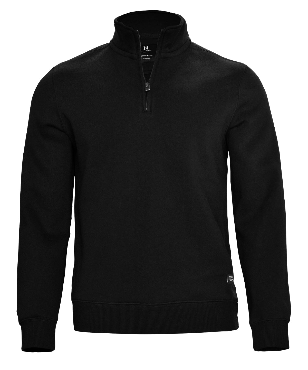 Nimbus Glendale unisex 1/4-zip sweatshirt in Black, front view
