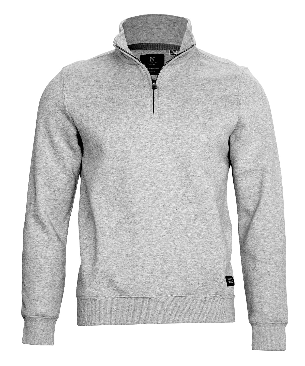 Nimbus Glendale unisex 1/4-zip sweatshirt in Grey Melange, front view