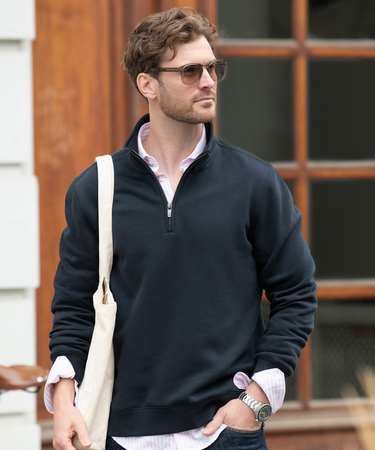 Nimbus Glendale unisex 1/4-zip sweatshirt, lifestyle photo