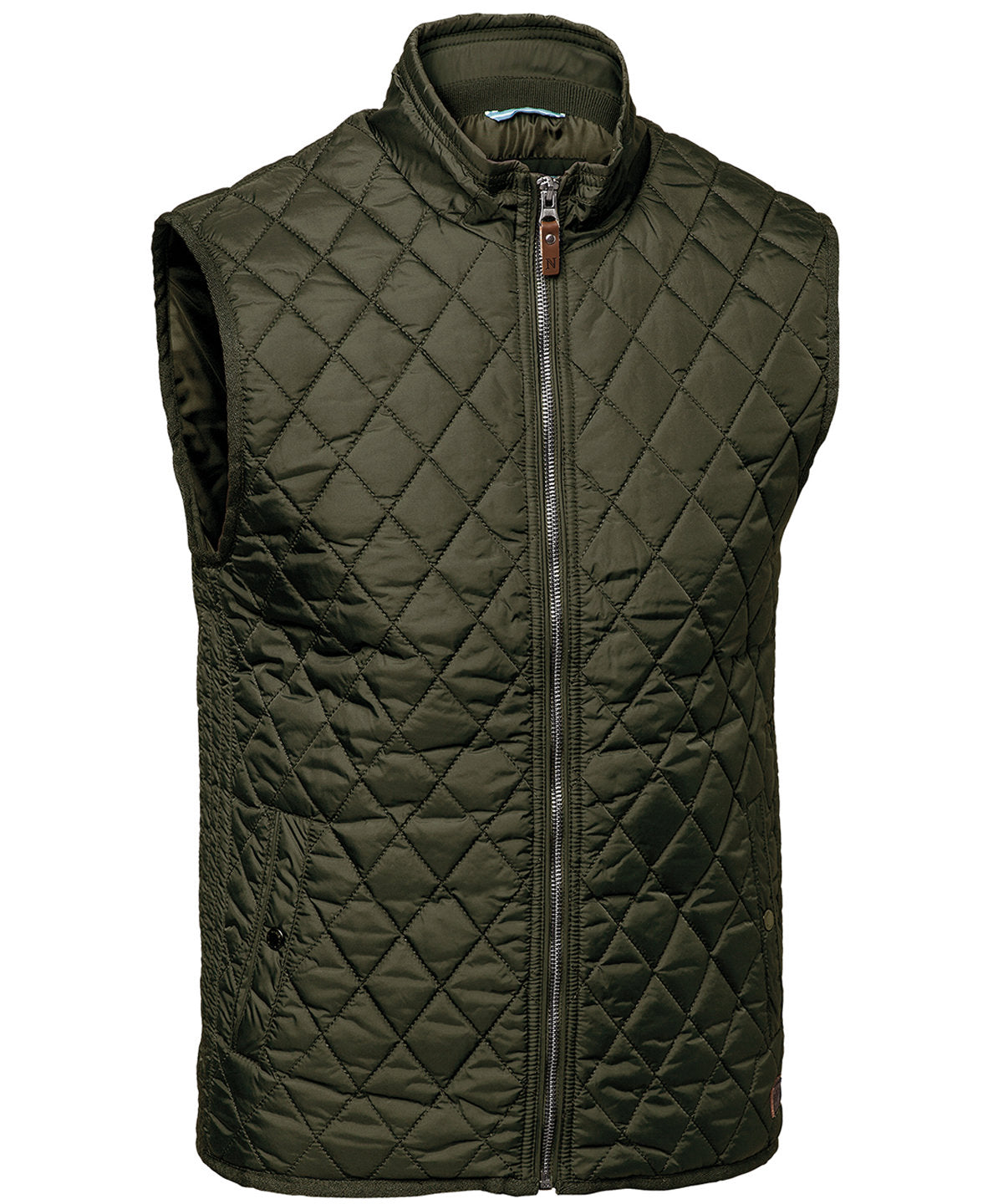 Nimbus Camden – diamond quilted gilet in Olive, front view