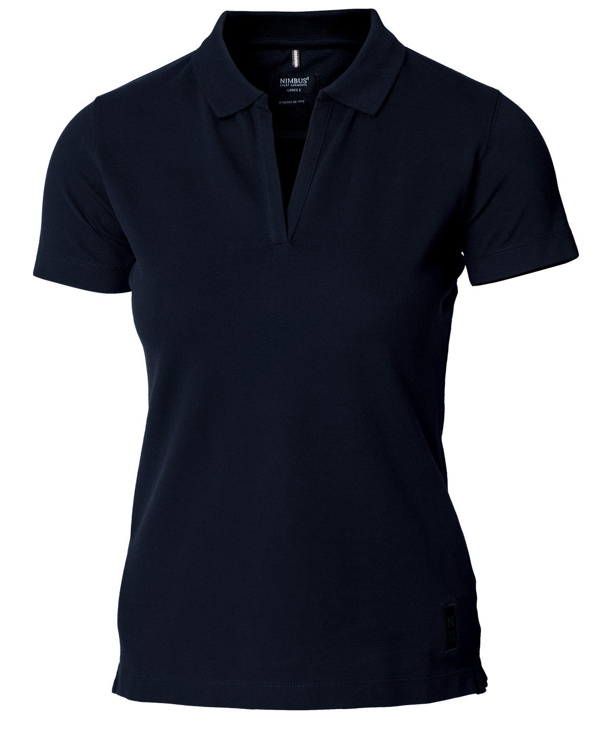 Nimbus Women’s Harvard v-neck – stretch deluxe polo in Dark Navy, front view