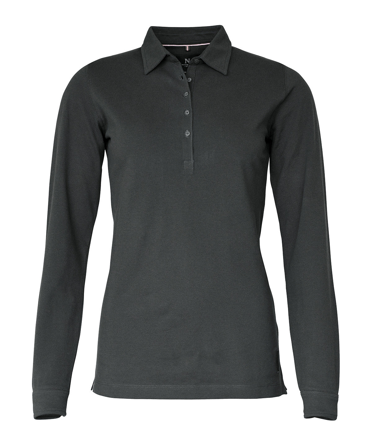 Nimbus Women’s Carlington – deluxe long sleeve polo in Charcoal, front view