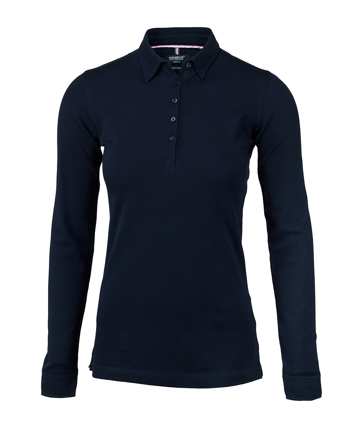 Nimbus Women’s Carlington – deluxe long sleeve polo in Dark Navy, front view