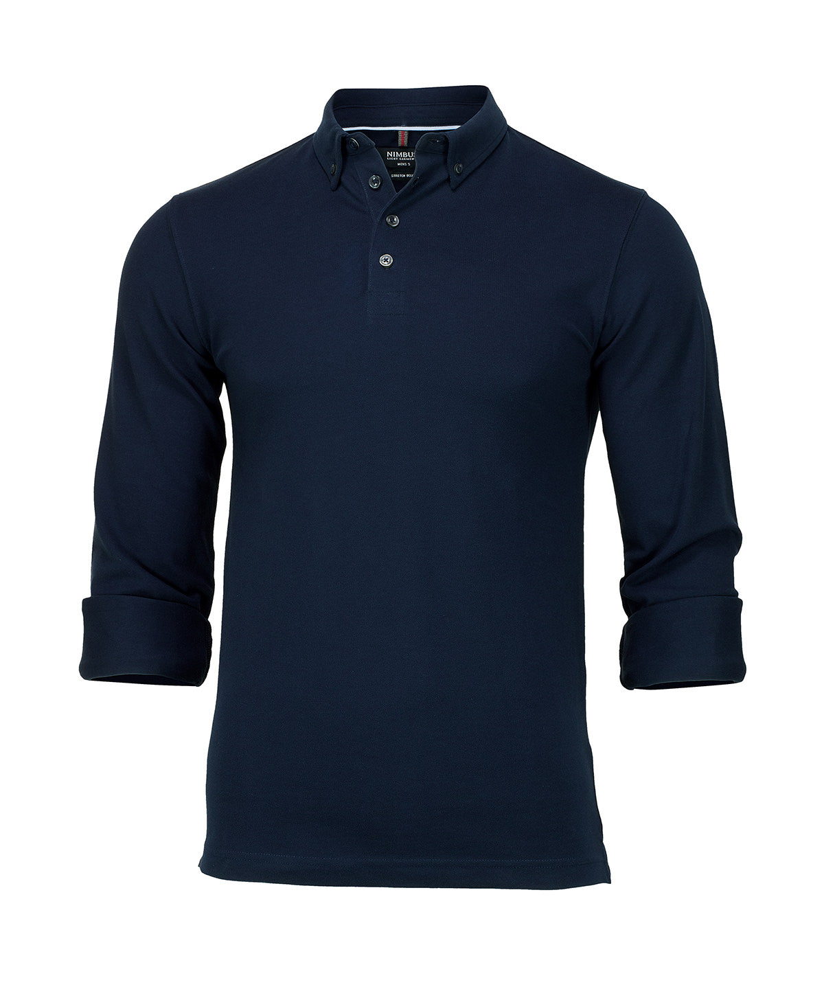 Nimbus Carlington – deluxe long sleeve polo in Dark Navy, front view