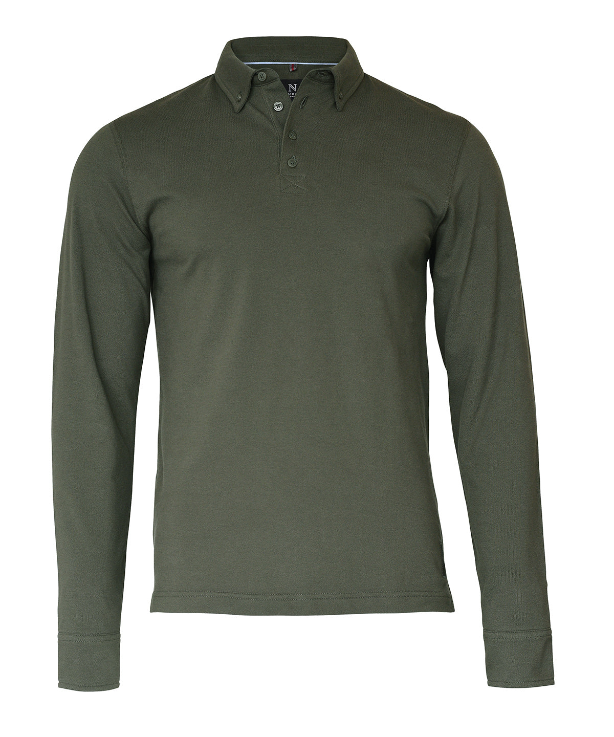 Nimbus Carlington – deluxe long sleeve polo in Olive, front view
