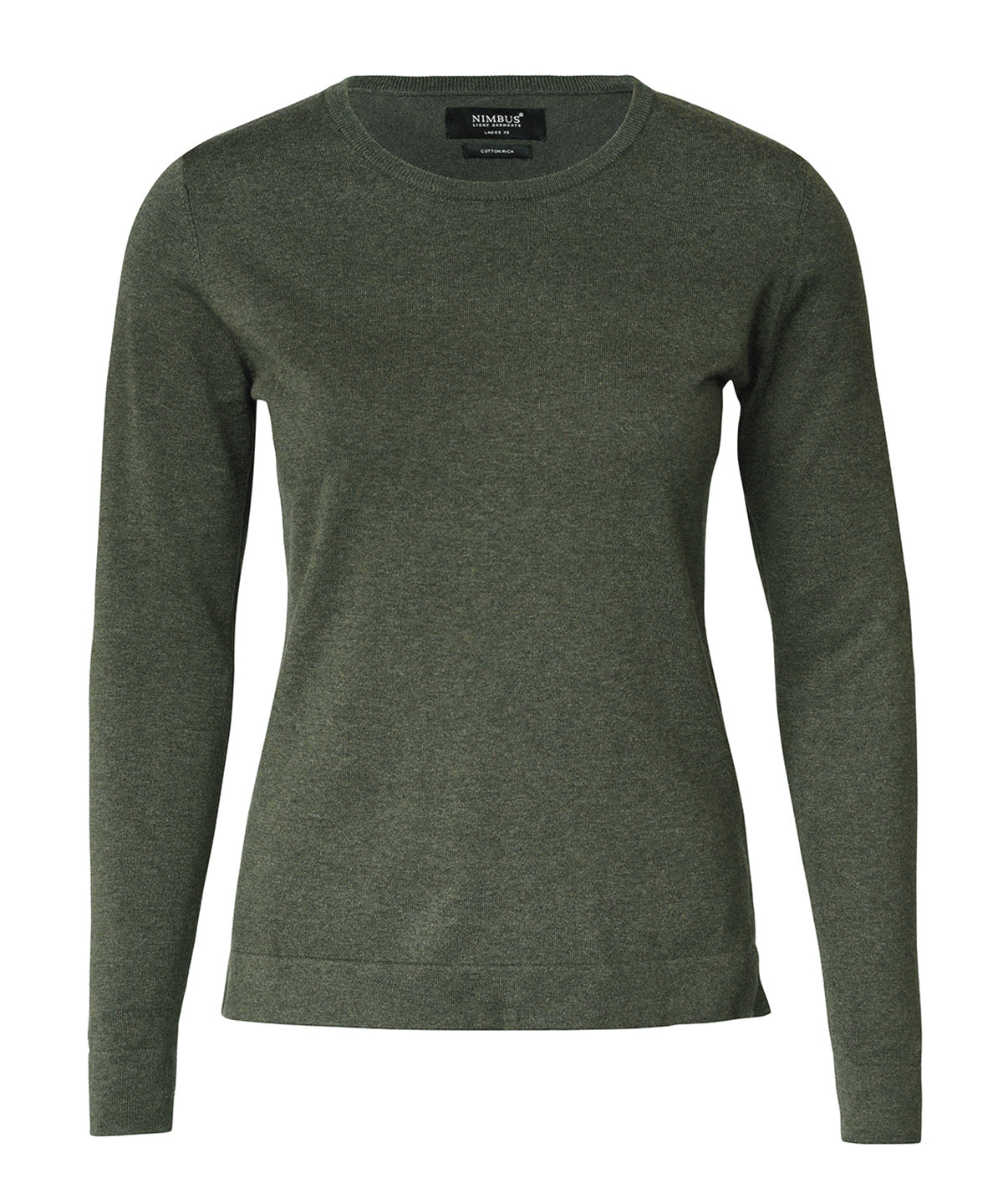 Nimbus Women’s Brighton – elegant round neck in Olive Melange, front view