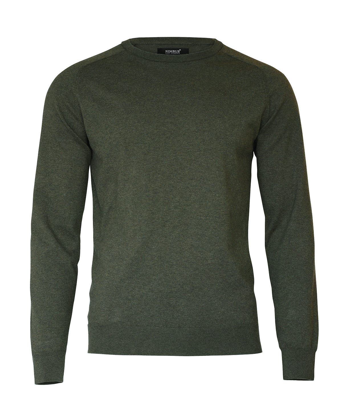 Nimbus Brighton – elegant round neck in Olive Melange, front view