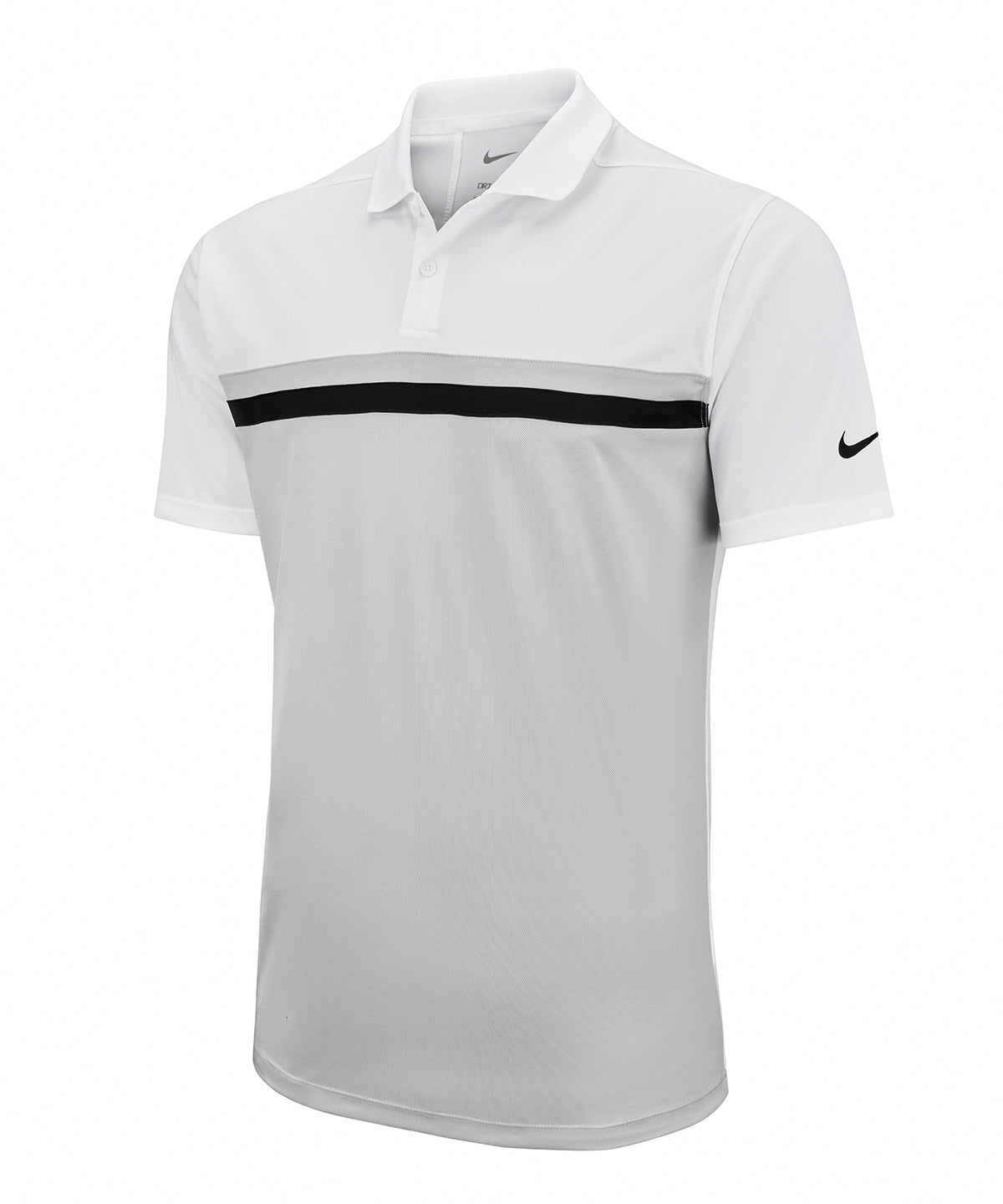 Nike Victory colour block polo in White / Light Smoke Grey / Black / Black, front view