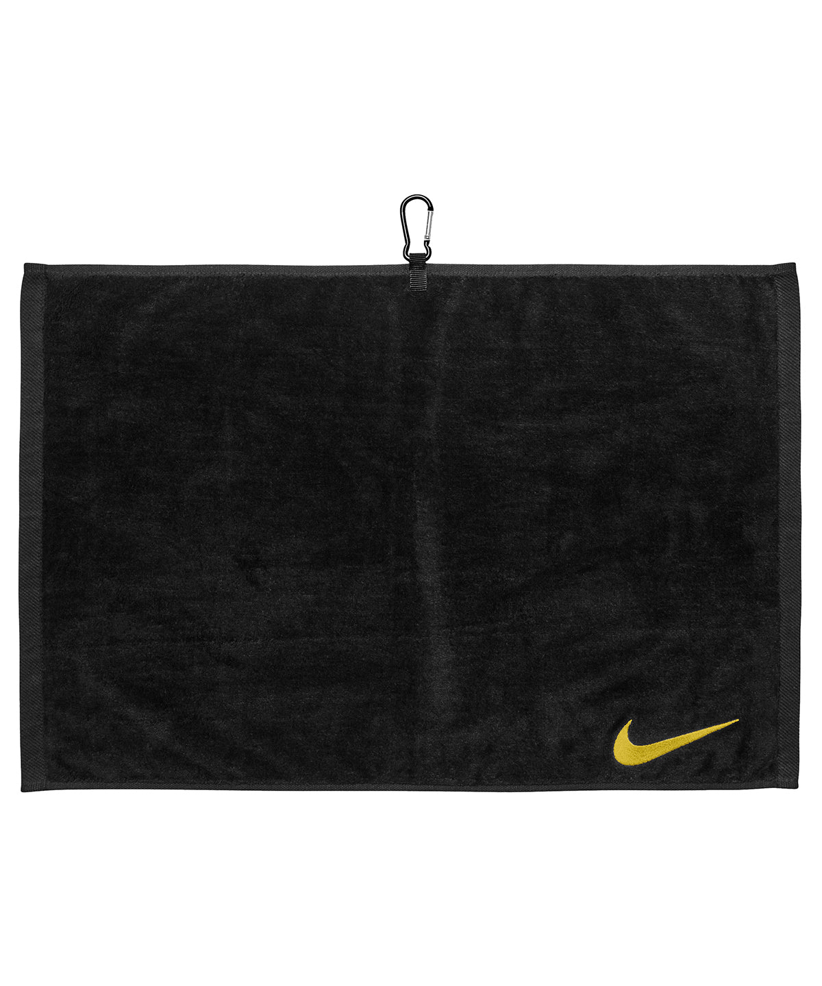 Nike Performance golf towel in Black/Metallic Gold, front view