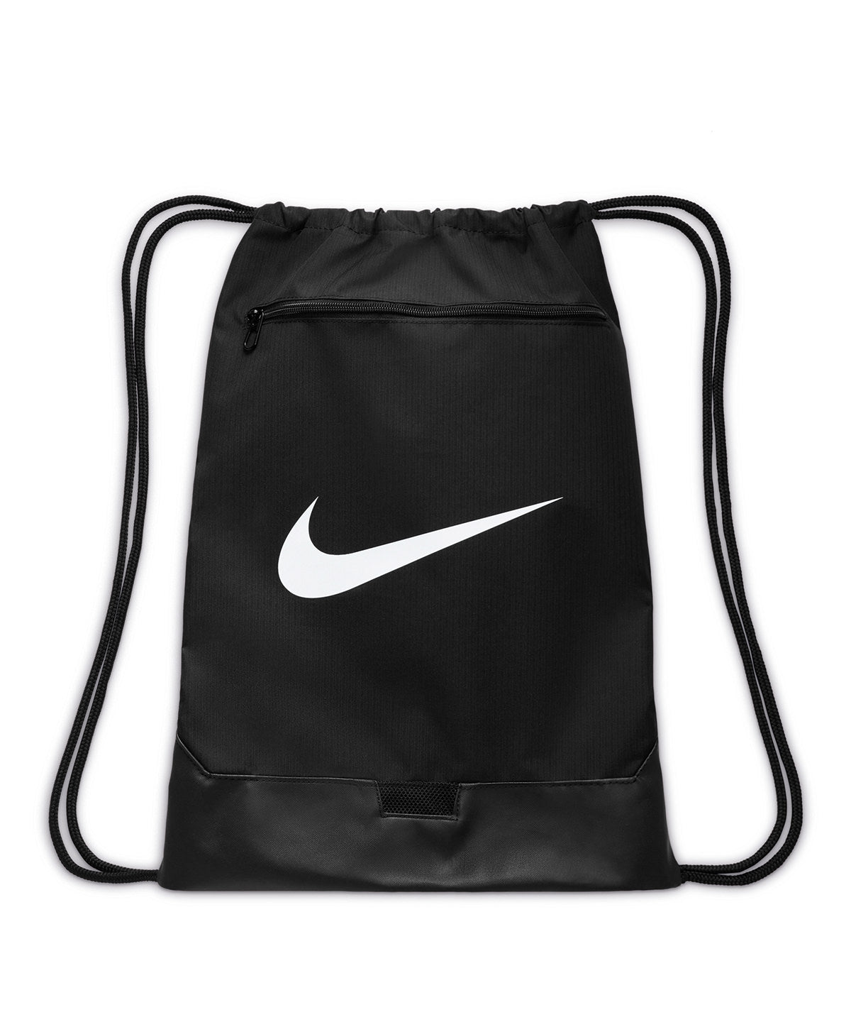 Nike Brasilia drawstring (18 litre) in Black/Black/White, front view