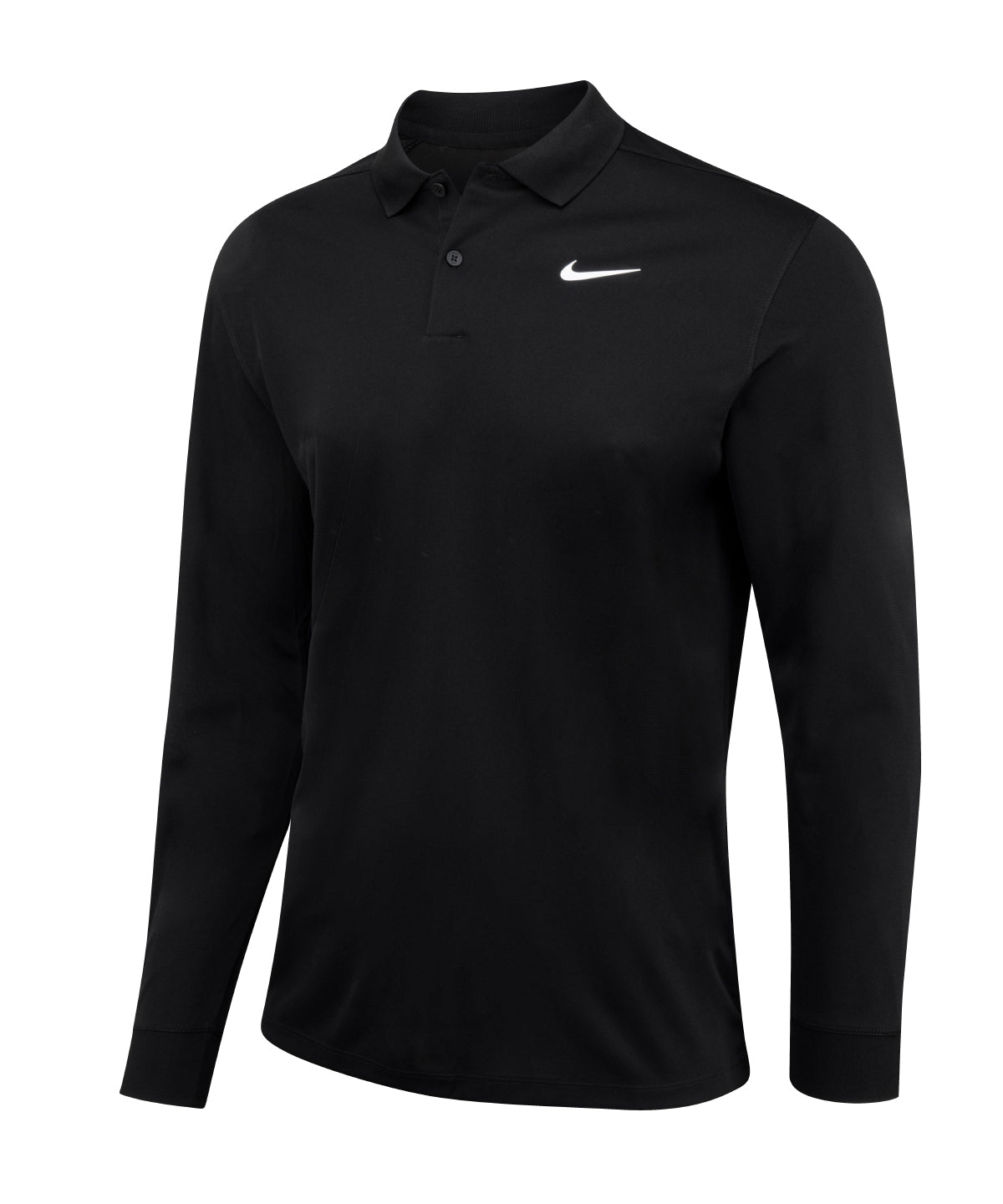 Nike Dri-FIT Victory solid long sleeve polo in Black/White, front view