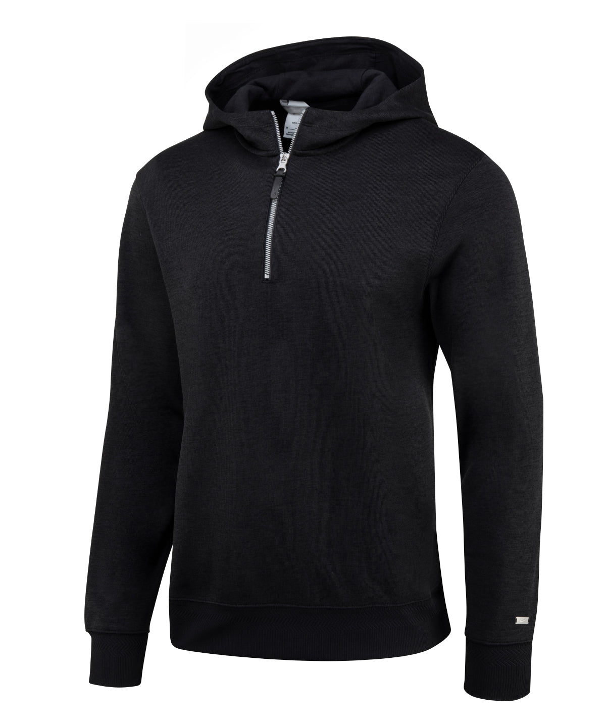 Nike Dri-FIT player hoodie in Black / Black / Black / Brushed Silver, front view