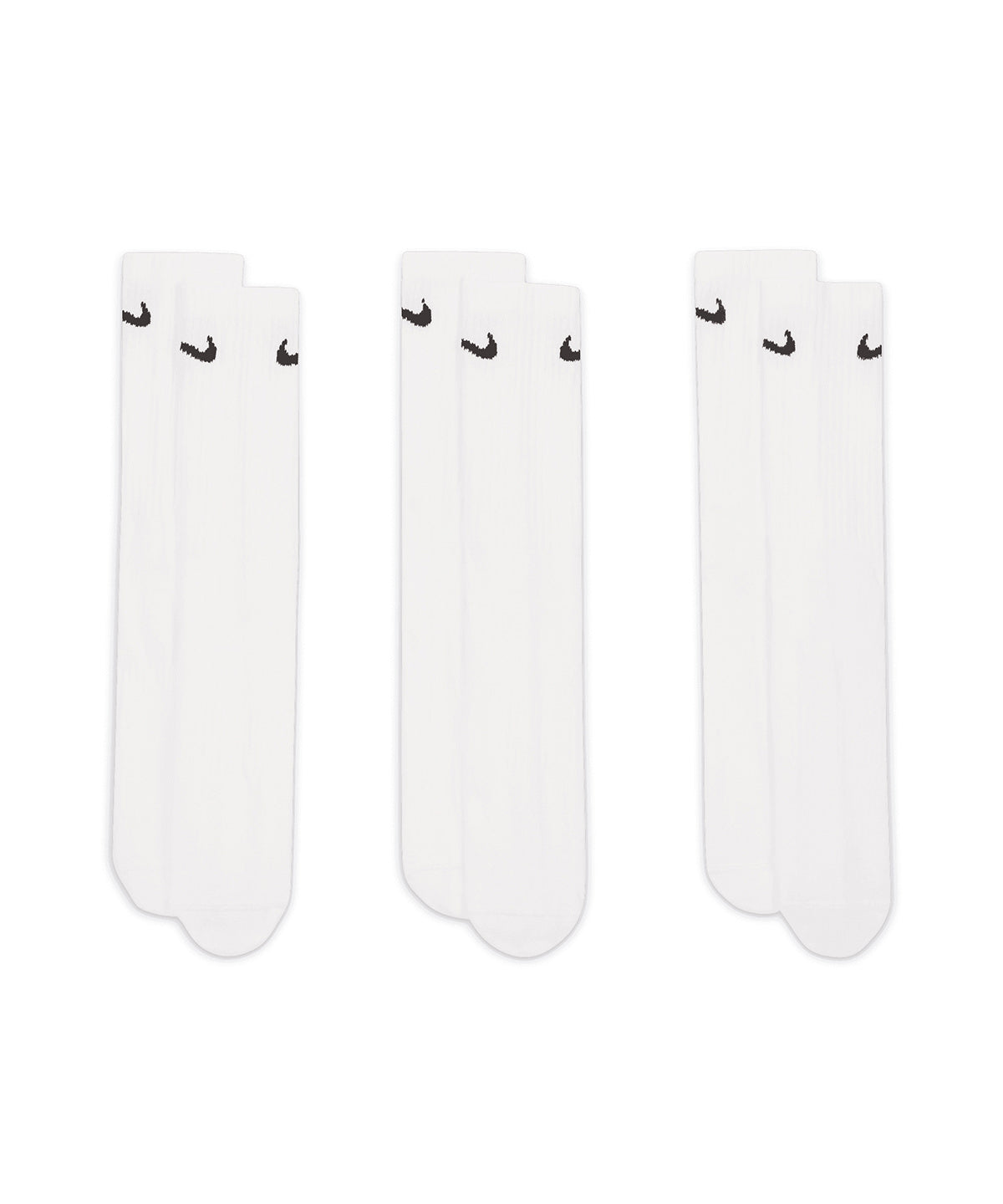 Nike Everyday crew socks (3 pairs) in White/Black, front view