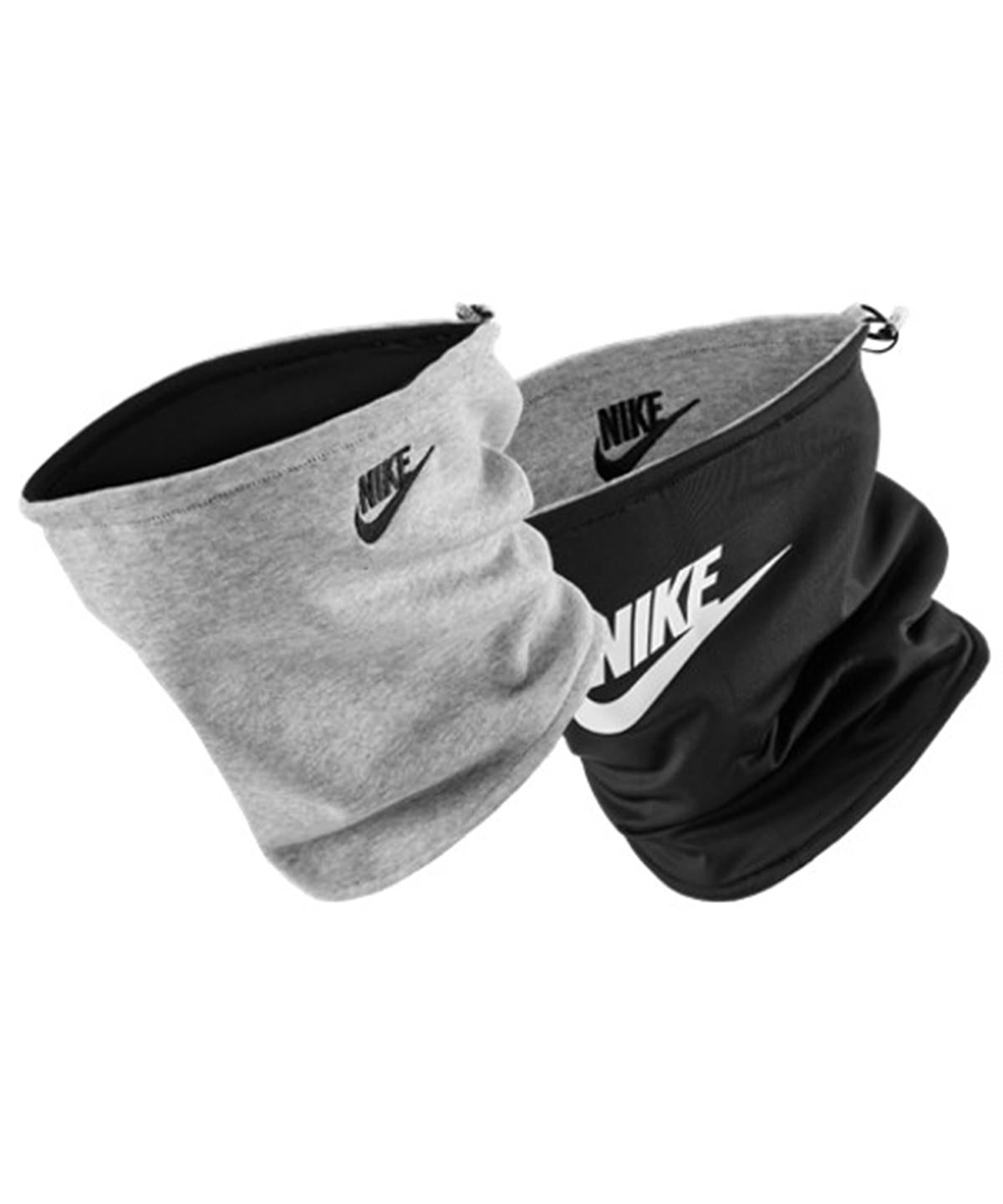 Nike Neckwarmer reversible club fleece in Dark Grey Heather/Black/White, front view