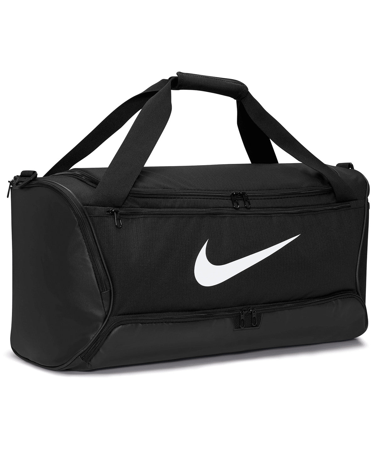 Nike Brasilia 9.5 training medium duffle in Black/Black/White, front view