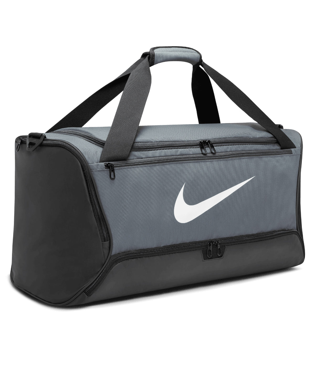 Nike Brasilia 9.5 training medium duffle in Grey/Black/White, front view