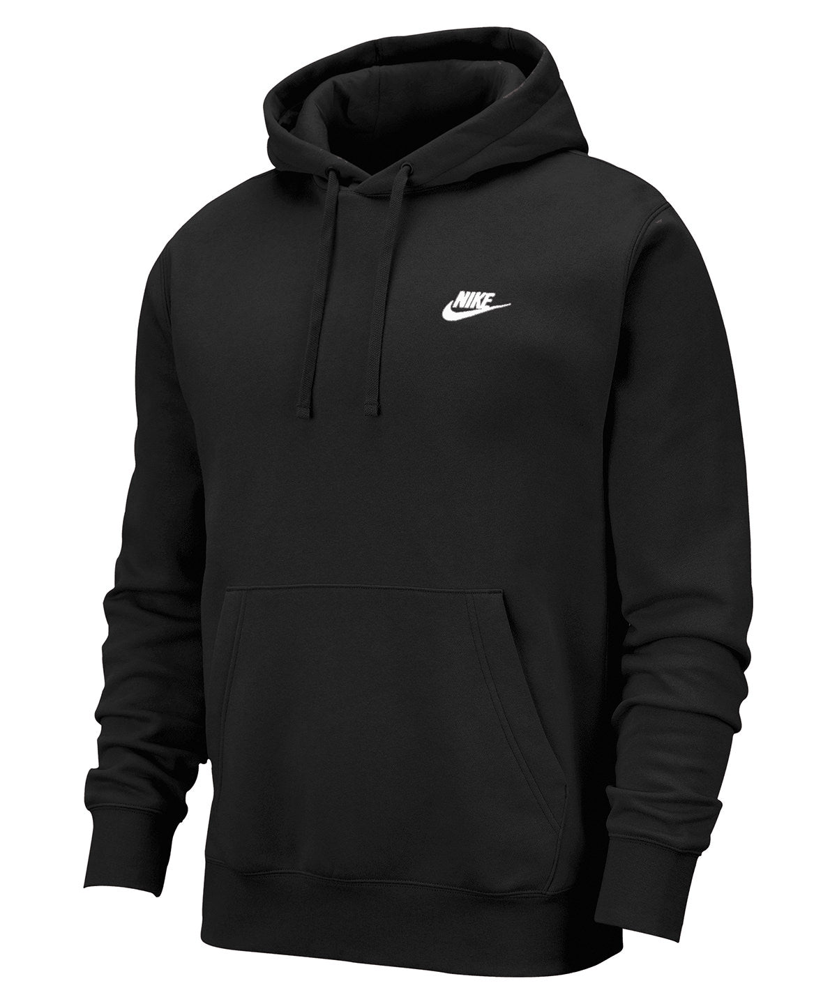 Nike Club hoodie in Black/Black/White, front view
